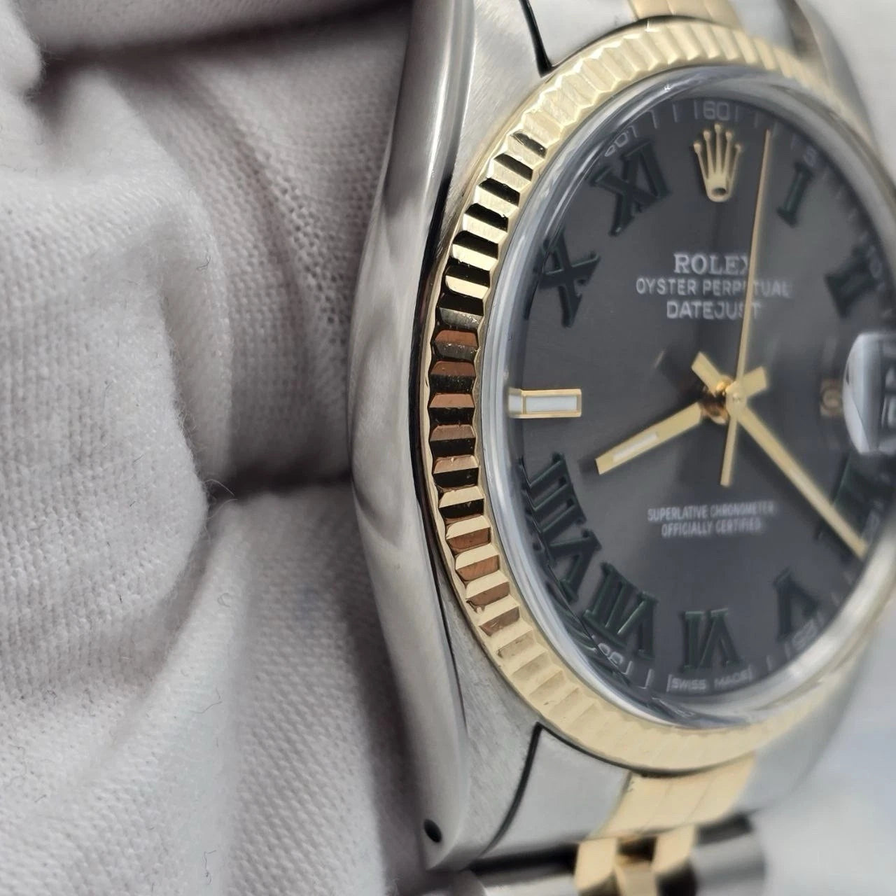 Rolex Datejust Wimbledon Two-Tone Yellow Gold Jubilee 16013 36mm Watch