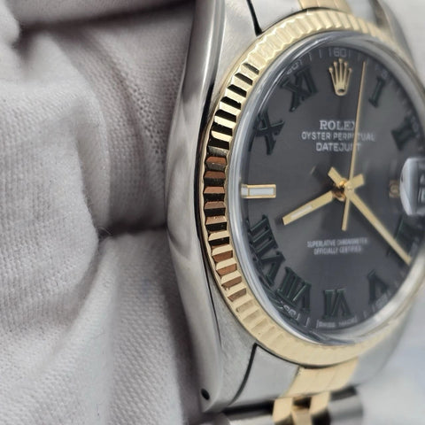 Rolex Datejust Wimbledon Two-Tone Yellow Gold Jubilee 16013 36mm Watch