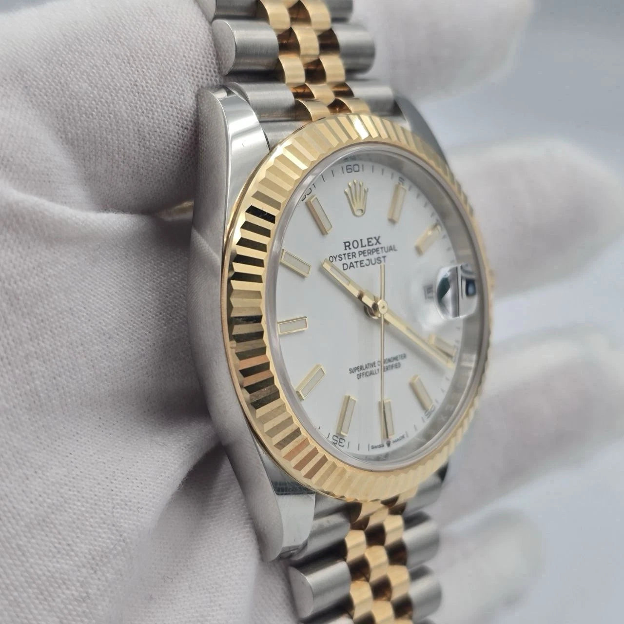 PAPERS 2022 Rolex Datejust 41mm 18K Two Tone White Dial Jubilee 126333 BOX