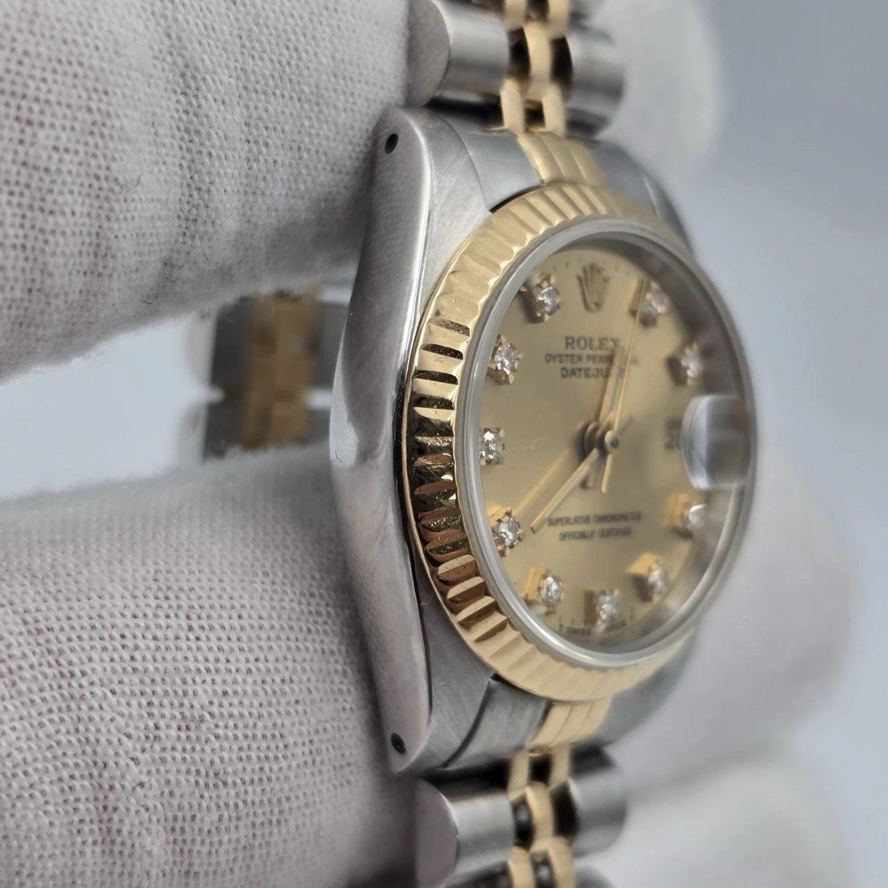 PAPERS Rolex Lady Datejust Gold & Steel 26mm Champagne Diamond Dial 69173 BOX
