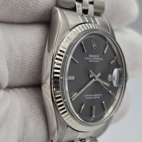 Rolex Datejust 1601 Steel Factory Grey Ghost Dial Jubilee 36mm Watch