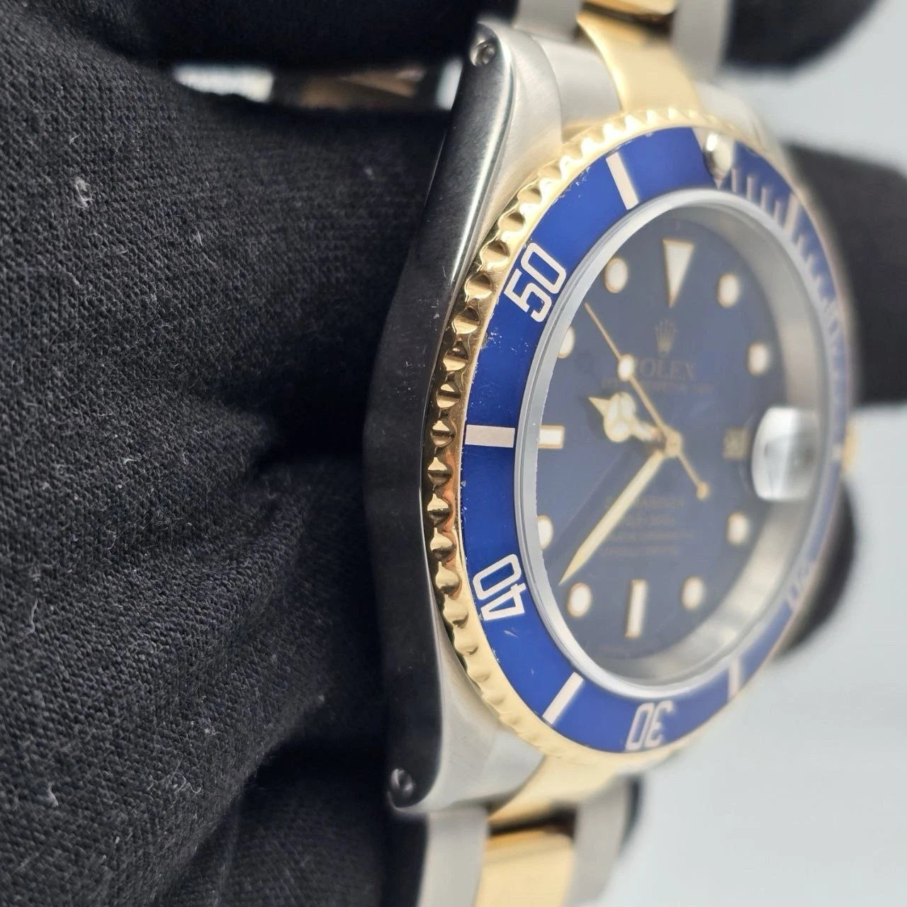 Rolex Submariner Date 16613 Blue Dial Gold Buckle Two Tone Steel Gold 40mm Watch