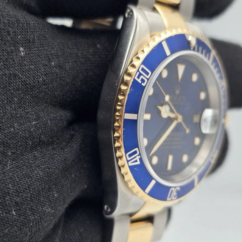 Rolex Submariner Date 16613 Blue Dial Gold Buckle Two Tone Steel Gold 40mm Watch