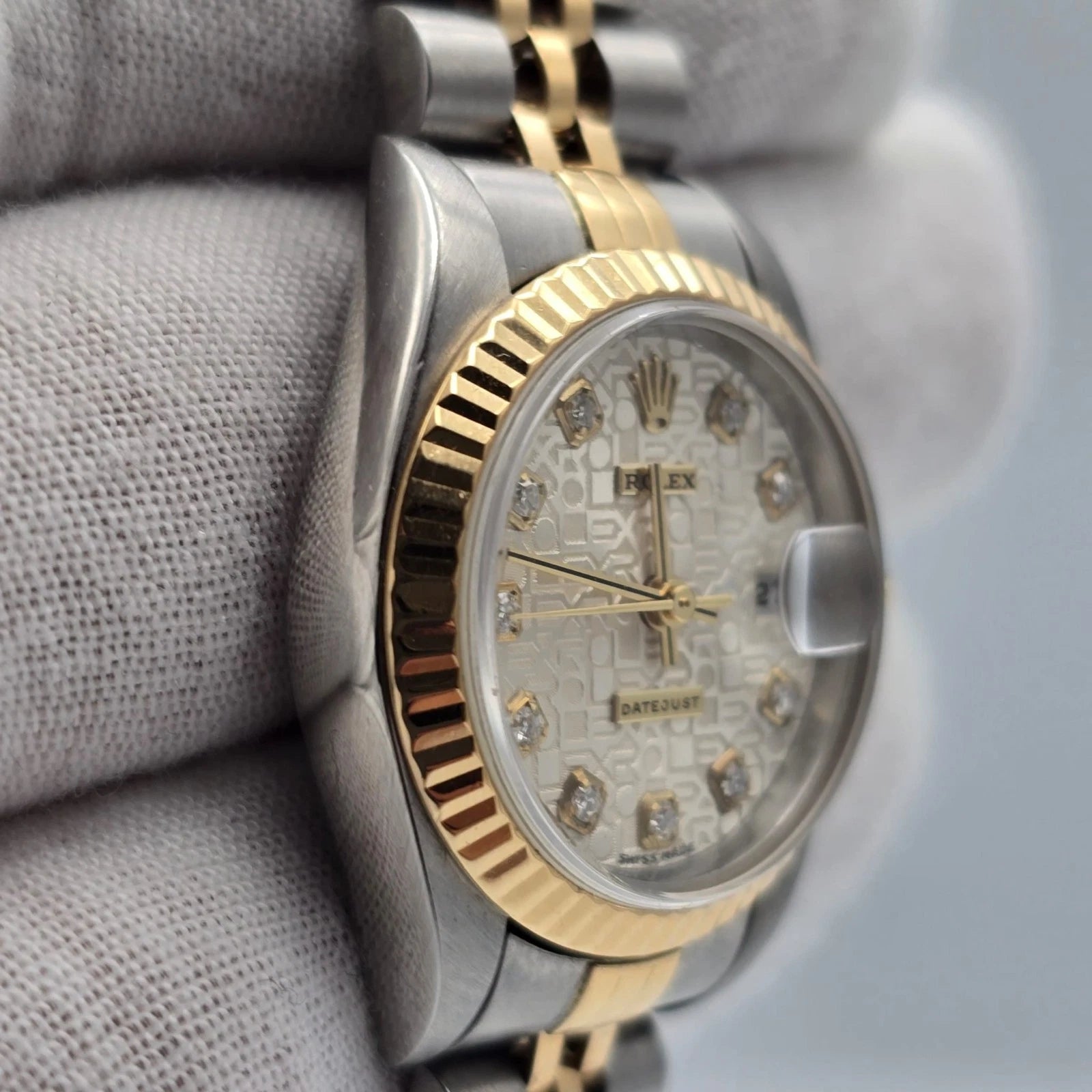 Rolex Lady Datejust 18K Gold & Steel NO HOLES 26mm Computer Diamond Dial 69173