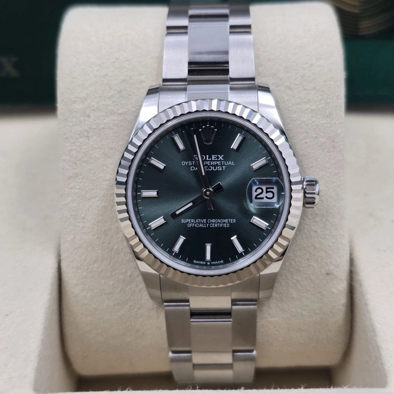 NEW 2026 Rolex Datejust 31mm Mint Green Index Fluted Oyster 278274 UNWORN