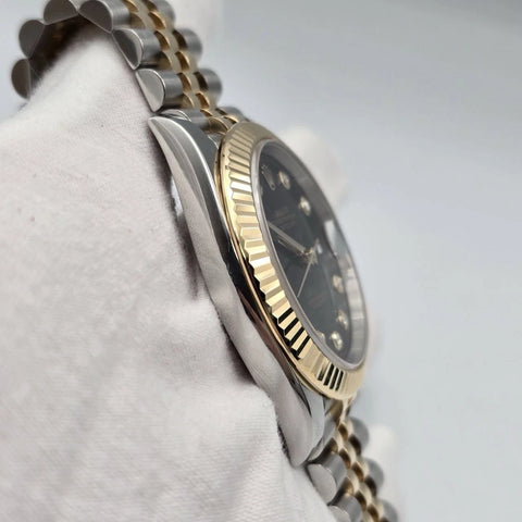2023 PAPERS Rolex Datejust 41mm 18K TT Black Diamond Dial Jubilee 126333 BOX