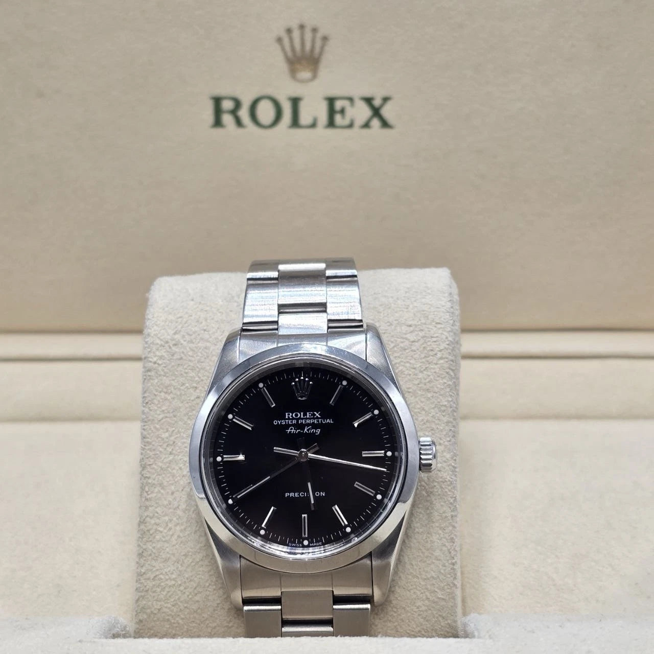 2007 Rolex Air King 14000M Automatic Watch Stainless Black Dial 34MM