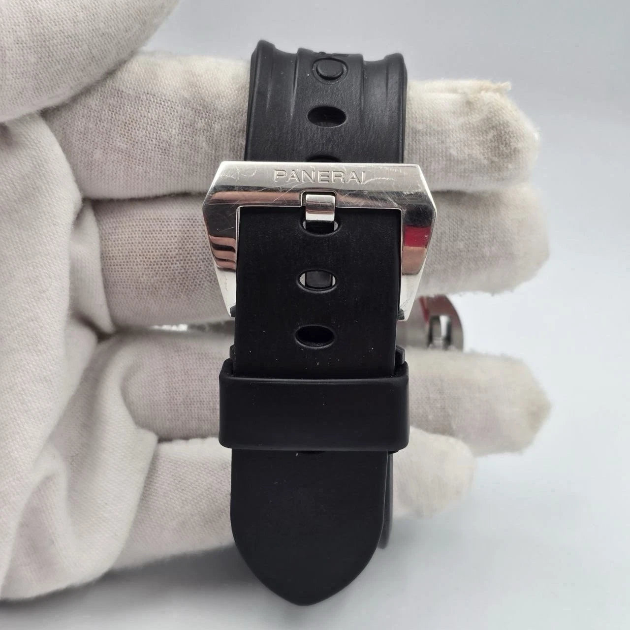 Panerai Luminor Base Logo Stainless Steel Black Rubber Strap 44mm Watch PAM01000