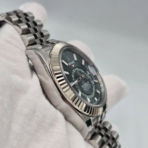 2024 PAPERS Rolex Sky-Dweller Mint Green Jubilee Stainless Steel 42mm 336934 BOX