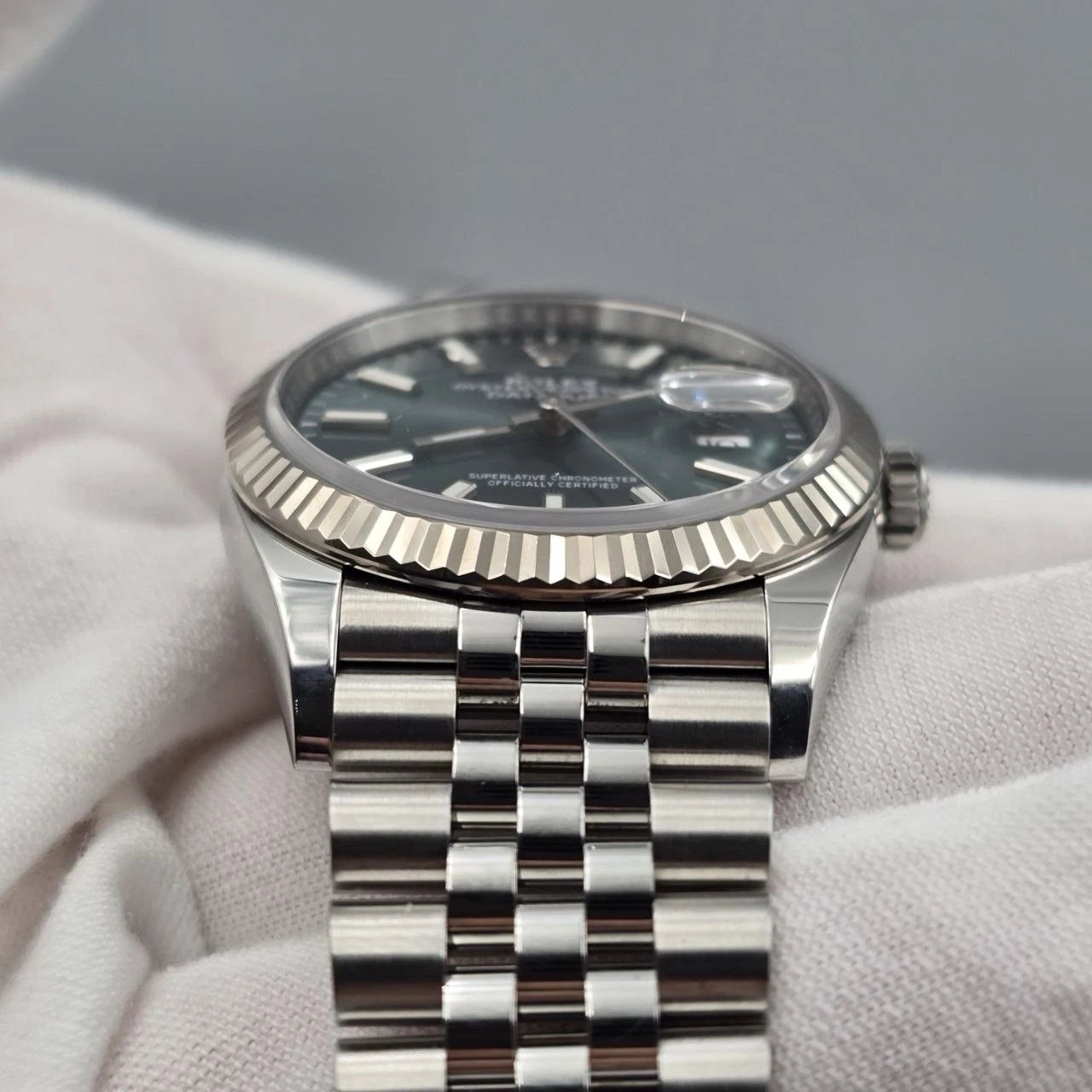 2023 PAPERS Rolex Datejust 36mm Mint Green Dial Fluted Jubilee 126234 BOX