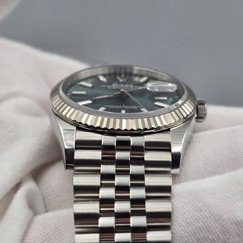 2023 PAPERS Rolex Datejust 36mm Mint Green Dial Fluted Jubilee 126234 BOX