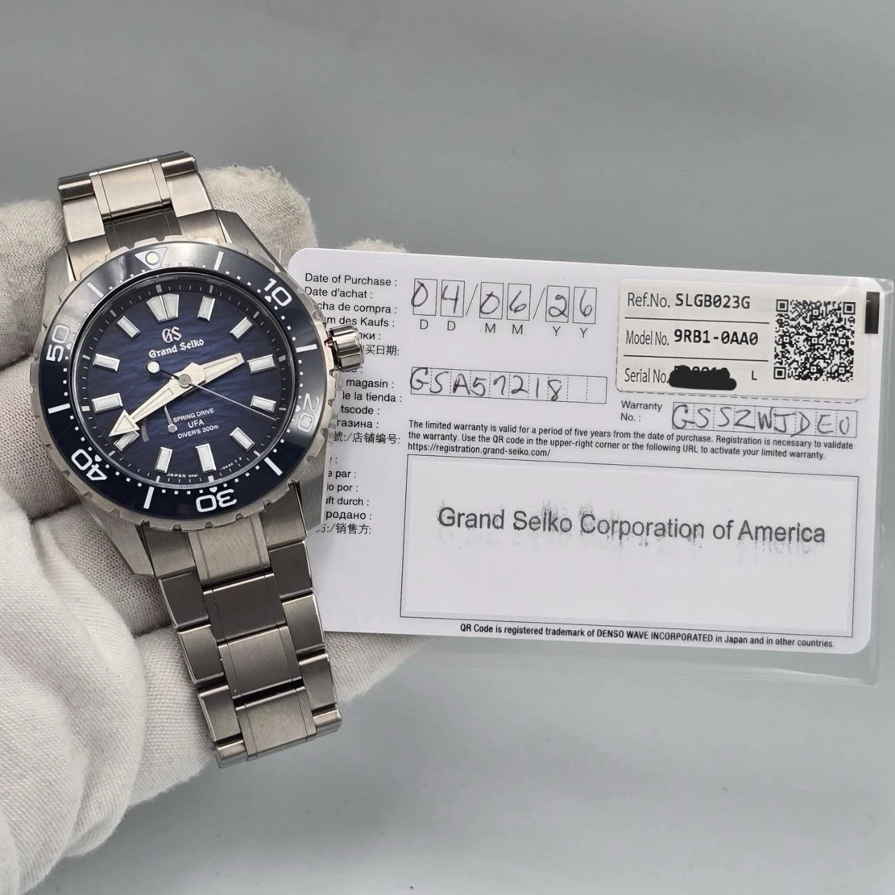 2026 PAPERS Grand Seiko Evolution 9 Blue SLGB023 Diver 40.8mm Titanium Watch BOX