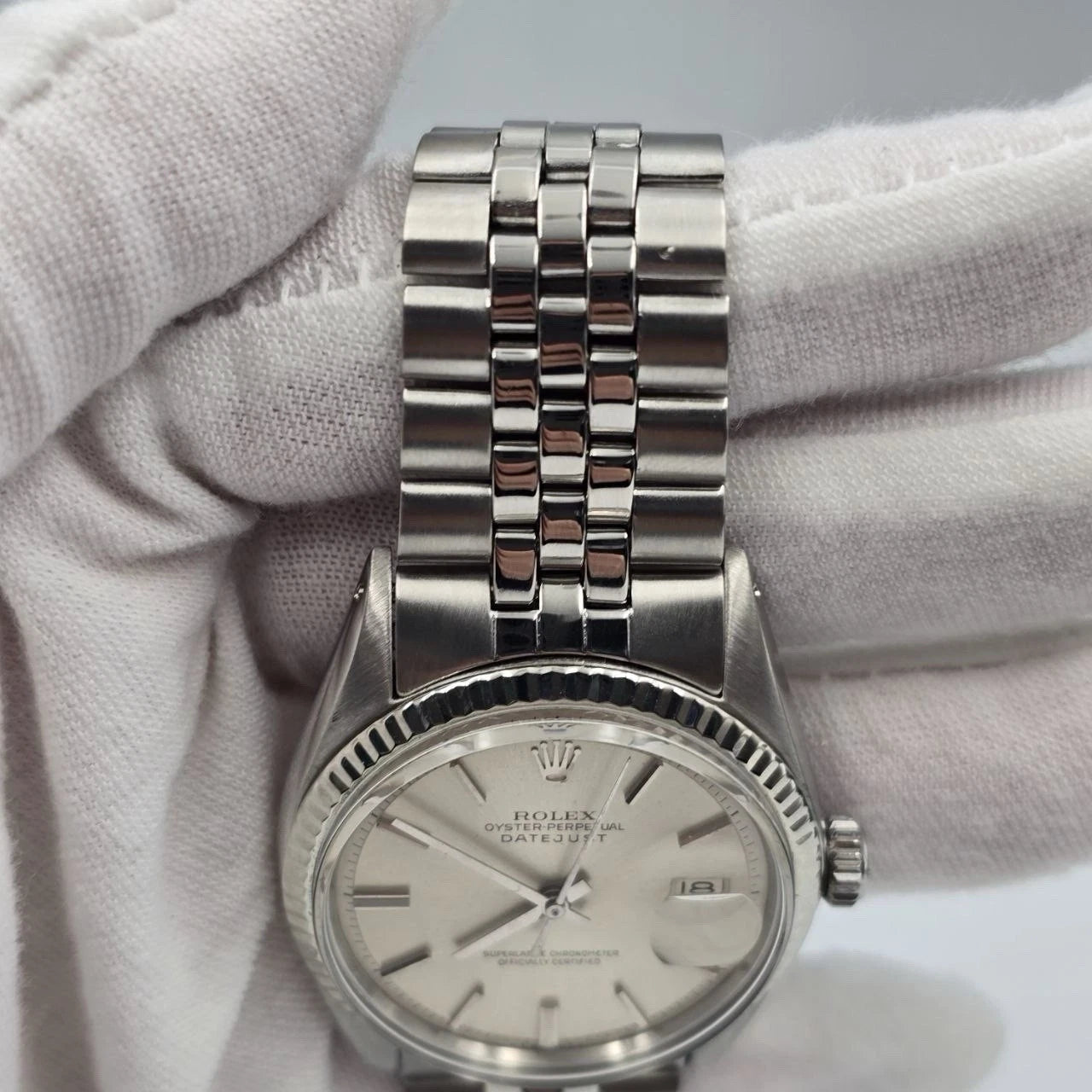 Rolex Datejust 1601 Stainless Steel Silver Stick Dial Jubilee 36mm Watch