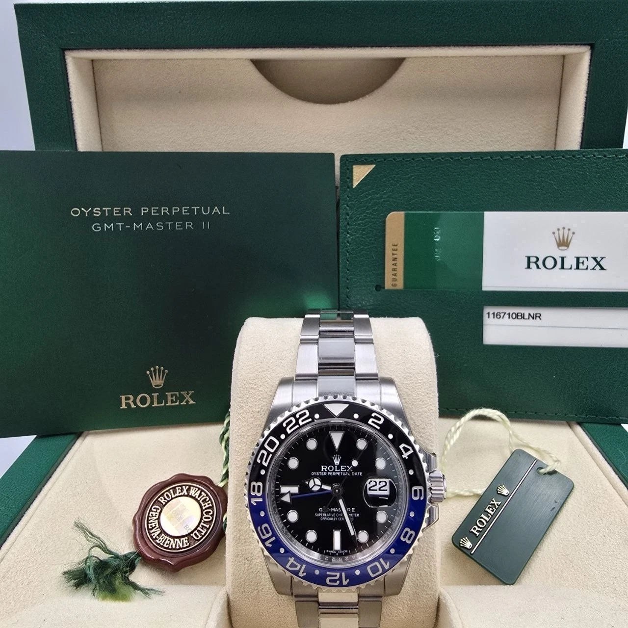 2016 PAPERS Rolex GMT Master II 116710BLNR Steel Ceramic "Batman" 40mm Watch BOX