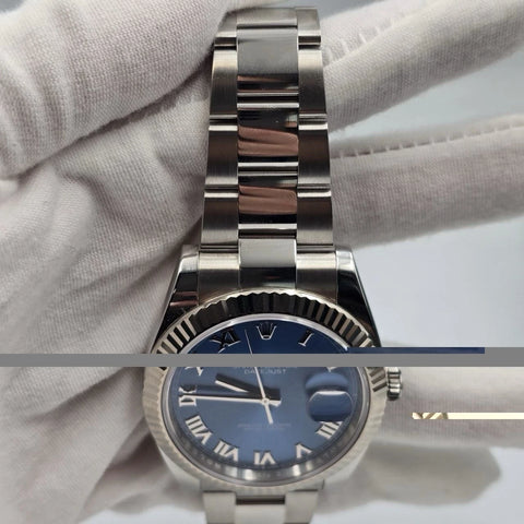 2024 PAPERS Rolex Datejust 126334 Steel Oyster Azzurro Blue Roman Dial 41mm BOX