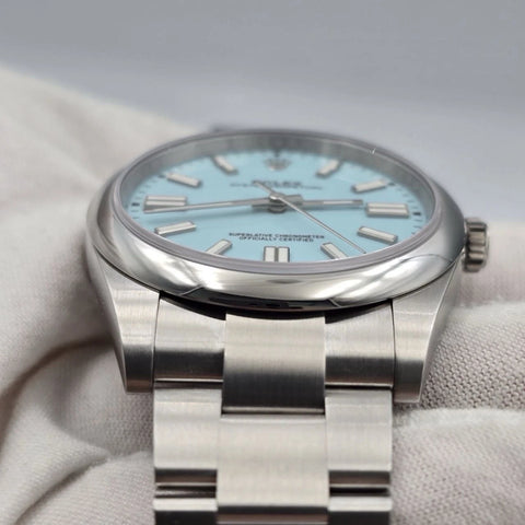 2021 PAPERS Rolex Oyster Perpetual 41mm Turquoise Blue Steel 124300 BOX