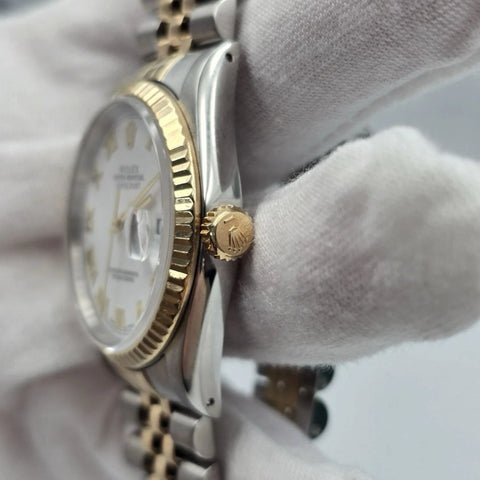 Rolex Datejust 36mm White Roman Dial Steel Two Tone Jubilee 16233