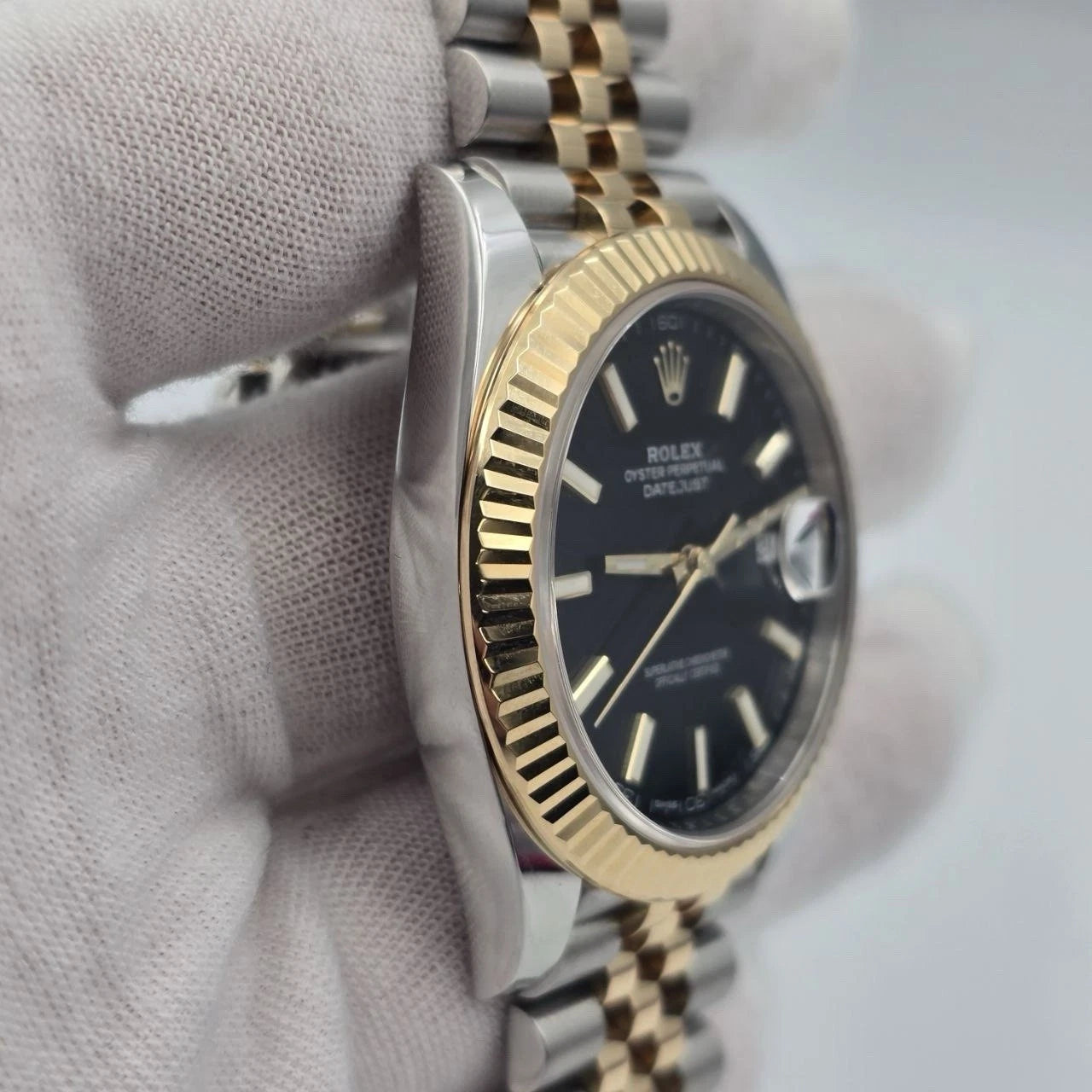 PAPERS 2017 Rolex Datejust 41mm 18K Two Tone Black Dial Jubilee 126333 BOX