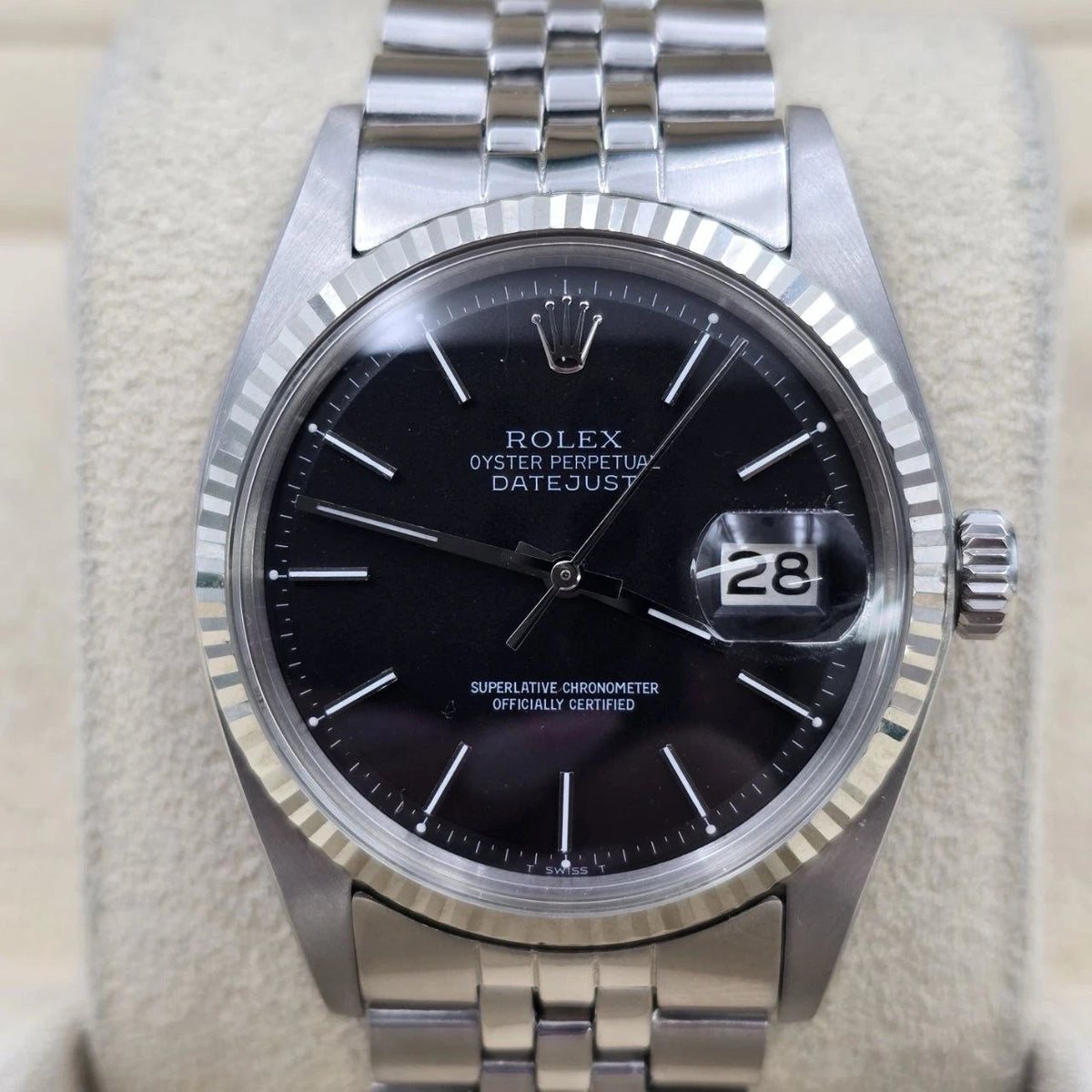 Rolex Datejust 1601 Stainless Steel Factory BLACK Dial Jubilee 36mm Watch