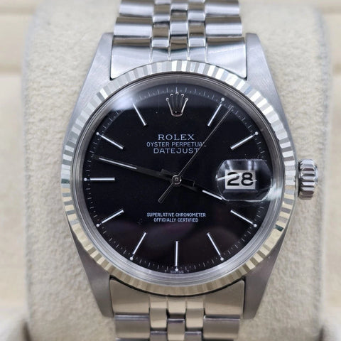 Rolex Datejust 1601 Stainless Steel Factory BLACK Dial Jubilee 36mm Watch