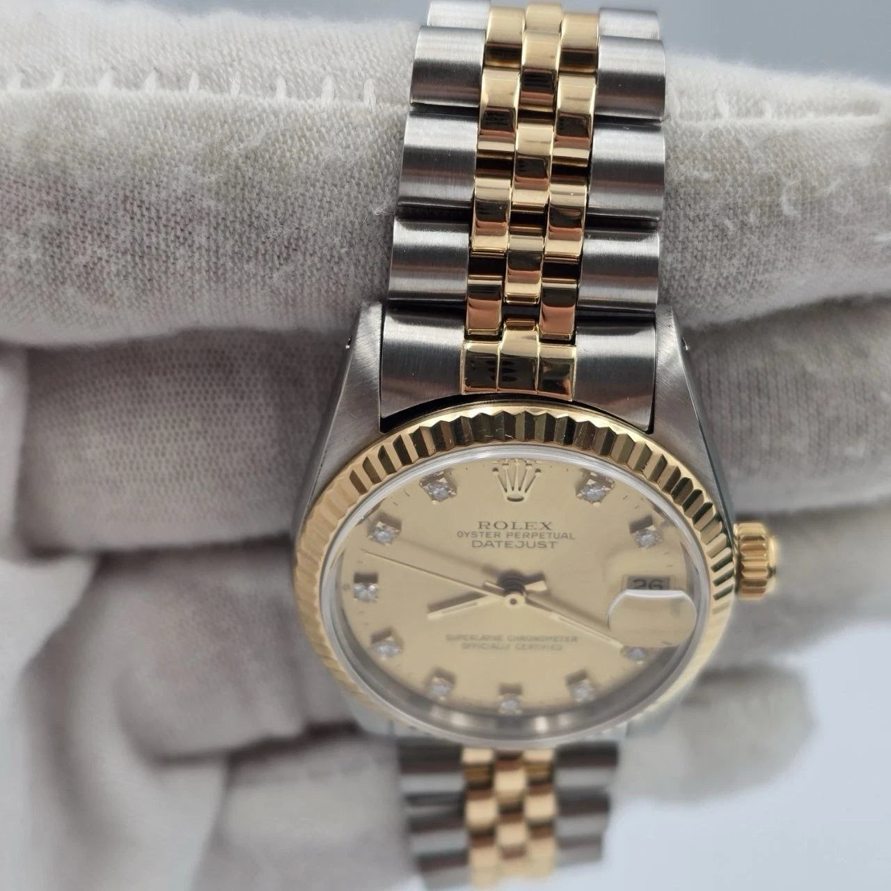 Rolex Datejust Midsize Champagne Diamond Dial Two-Tone Gold 31mm 68273 Watch