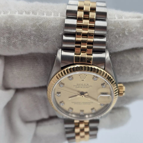 Rolex Datejust Midsize Champagne Diamond Dial Two-Tone Gold 31mm 68273 Watch