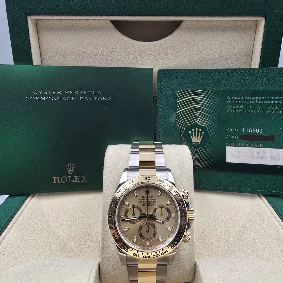 2023 PAPERS Rolex Daytona Champagne Dial 18K Yellow Gold Steel 116503 BOX