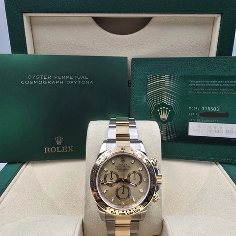 2023 PAPERS Rolex Daytona Champagne Dial 18K Yellow Gold Steel 116503 BOX