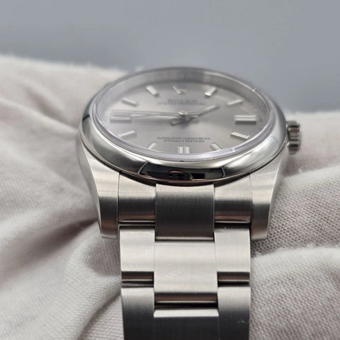2019 PAPERS Rolex Oyster Perpetual Silver Stick Dial Steel 36mm 116000 BOX