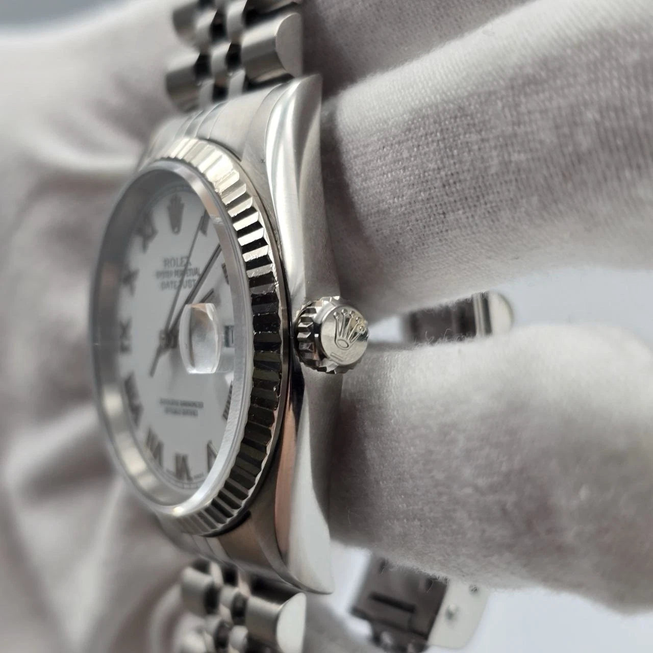 Rolex Datejust White Roman Dial Stainless Steel Jubilee 16234 36mm Watch