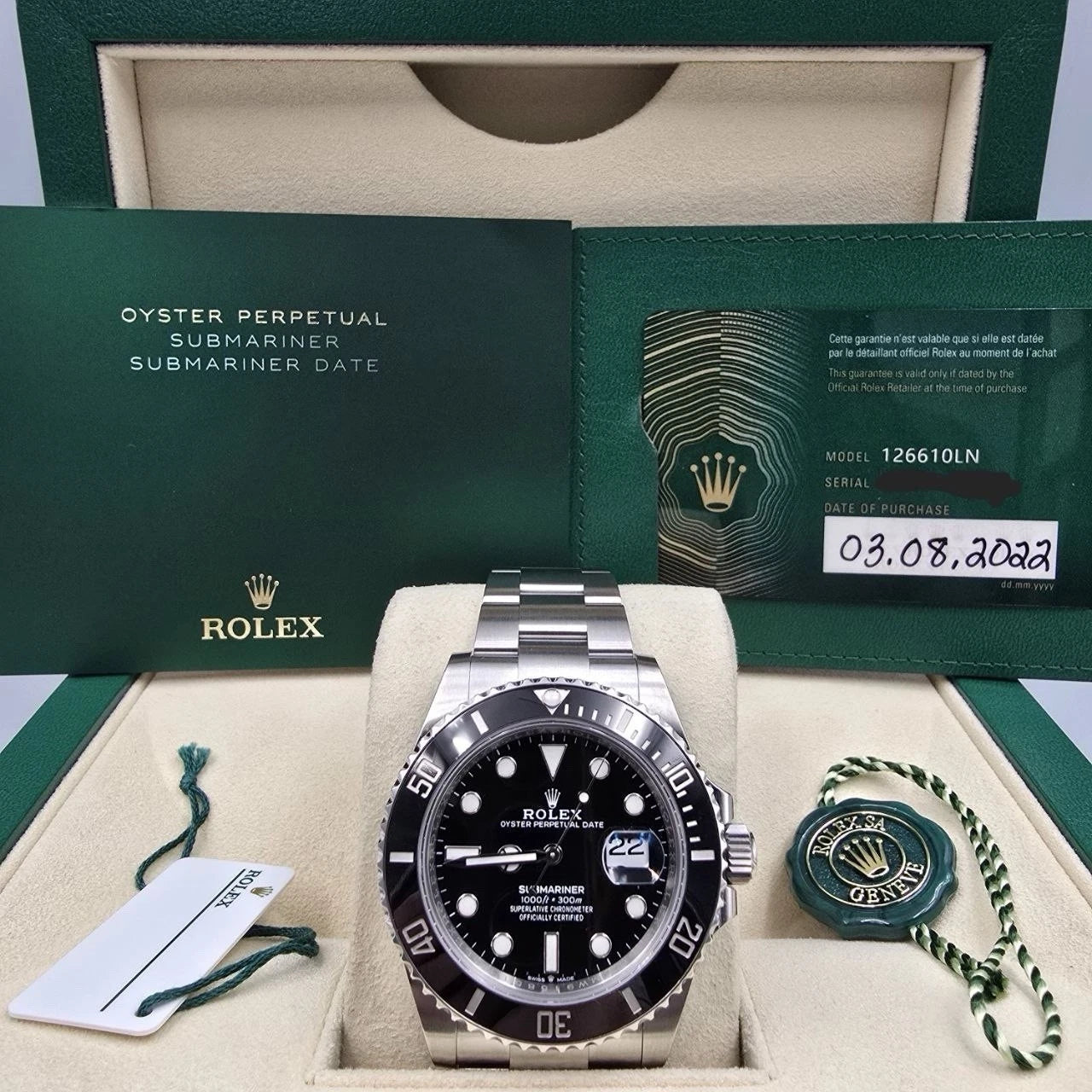 2022 PAPERS Rolex Submariner Date 41mm Black Ceramic 126610LN Watch BOX