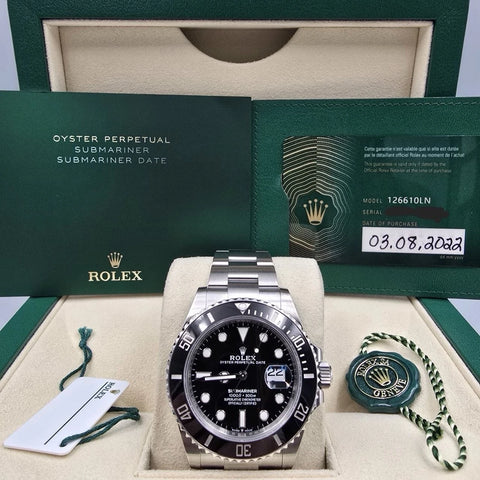 2022 PAPERS Rolex Submariner Date 41mm Black Ceramic 126610LN Watch BOX