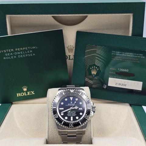 PAPERS 2022 Rolex Sea-Dweller Deepsea James Cameron Blue 126660 44mm Watch BOX