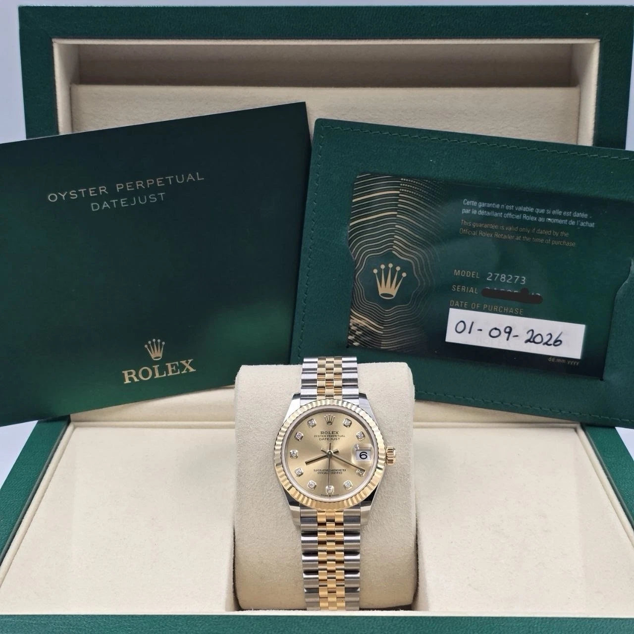 NEW 2026 Rolex Datejust 31mm Champagne Diamond Dial Two Tone Jubilee 278273