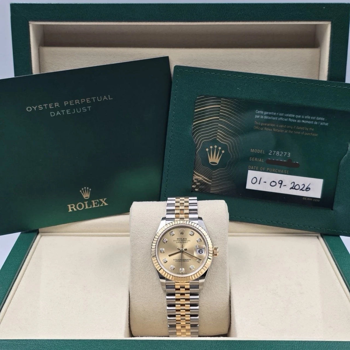 NEW 2026 Rolex Datejust 31mm Champagne Diamond Dial Two Tone Jubilee 278273