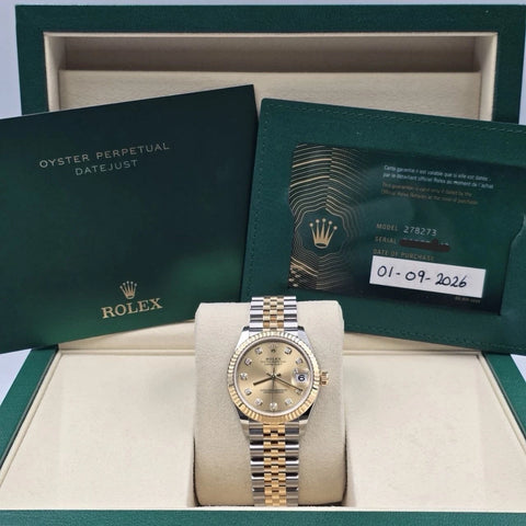 NEW 2026 Rolex Datejust 31mm Champagne Diamond Dial Two Tone Jubilee 278273
