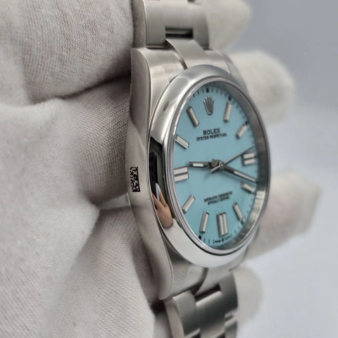 NEW STICKERED 2021 PAPERS Rolex Oyster Perpetual 41mm Tiffany Blue 124300 BOX