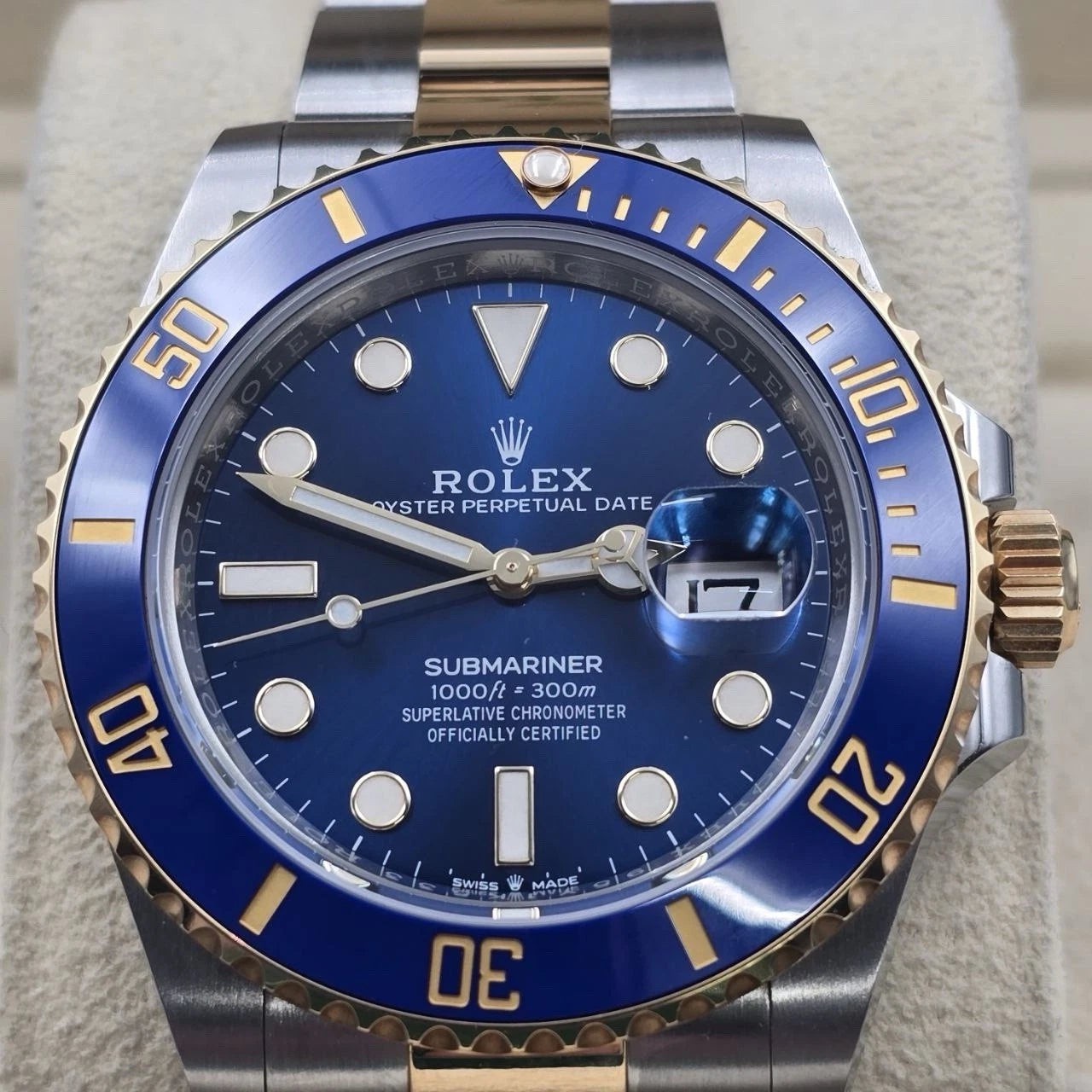 PAPERS 2022 Rolex Submariner Blue Dial Two Tone Gold 41mm Watch 126613LB BOX