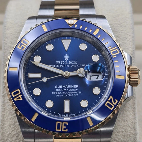 PAPERS 2022 Rolex Submariner Blue Dial Two Tone Gold 41mm Watch 126613LB BOX