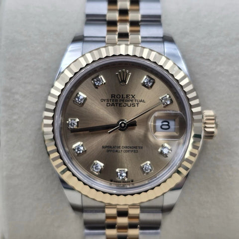 NEW 2025 Rolex Lady Datejust 28mm Champagne Diamond Dial 279173 Hidden Clasp