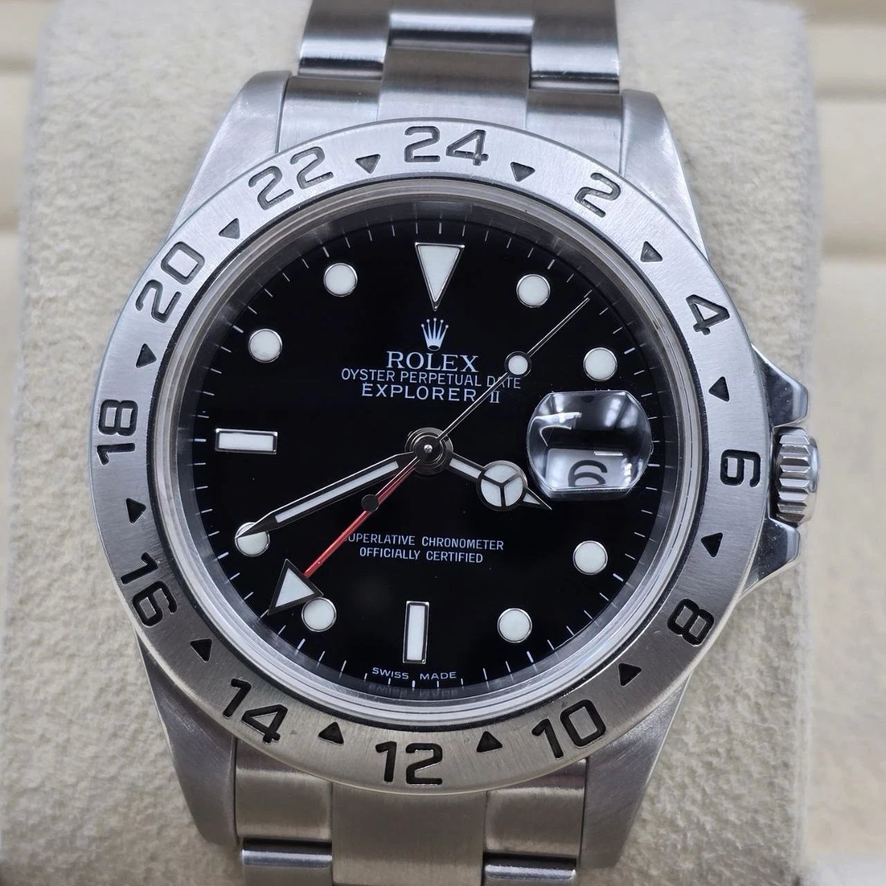 PAPERS 2007 Rolex Explorer II 16570 Black Dial NO HOLES Automatic Watch 40MM