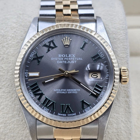 Rolex Datejust Wimbledon Two-Tone Yellow Gold Jubilee 16013 36mm Watch