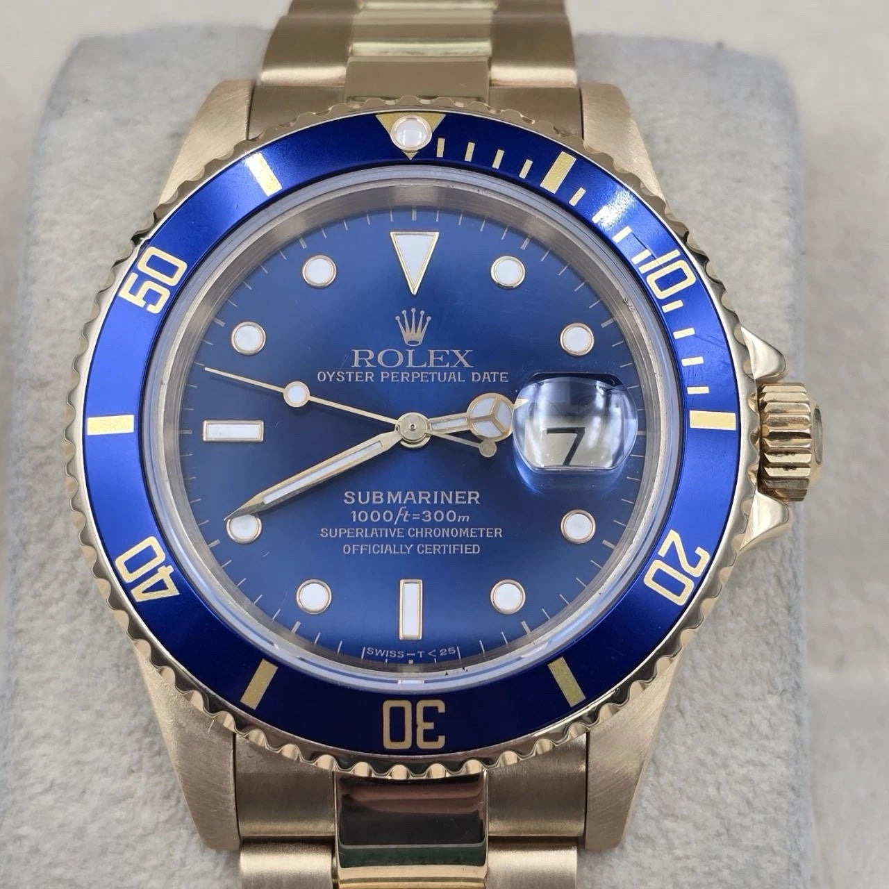PAPERS Rolex Submariner Date Blue Yellow Gold 40mm Watch 16618 Watch BOX