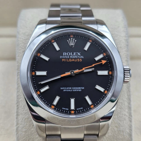 2025 RSC Rolex Milgauss 116400 Steel Black Dial Orange Hand 40mm + 2008 PAPERS