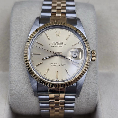Rolex Datejust Champagne Two-Tone Yellow Gold Jubilee 16013 36mm Watch
