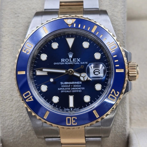 PAPERS 2024 Rolex Submariner Blue Dial Two Tone Gold 41mm Watch 126613LB BOX