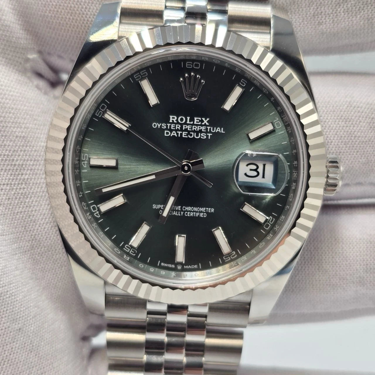 NEW 2025 Datejust 41mm 126334 Mint Green Jubilee Fluted Bezel UNWORN