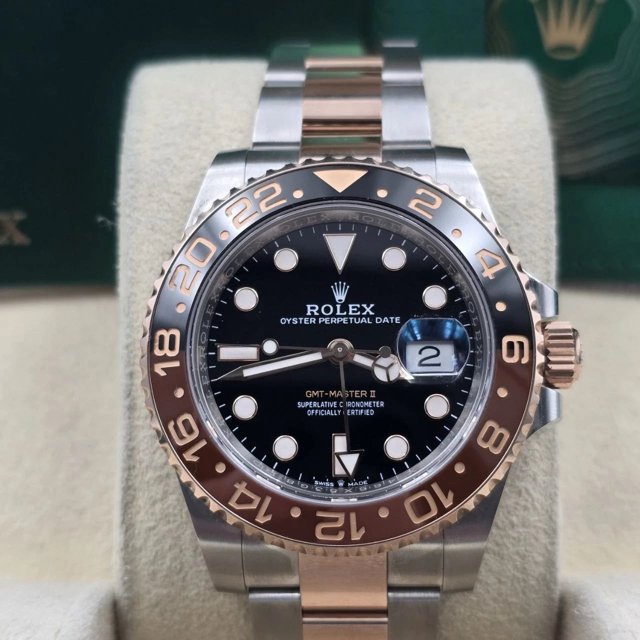 PAPERS 2023 Rolex GMT-Master II Rootbeer 40mm 126711CHNR Two-Tone Rose Gold BOX