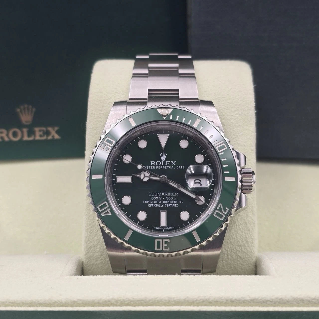 2013 PAPERS Rolex Submariner Hulk 116610LV Green 40mm Ceramic Watch BOX