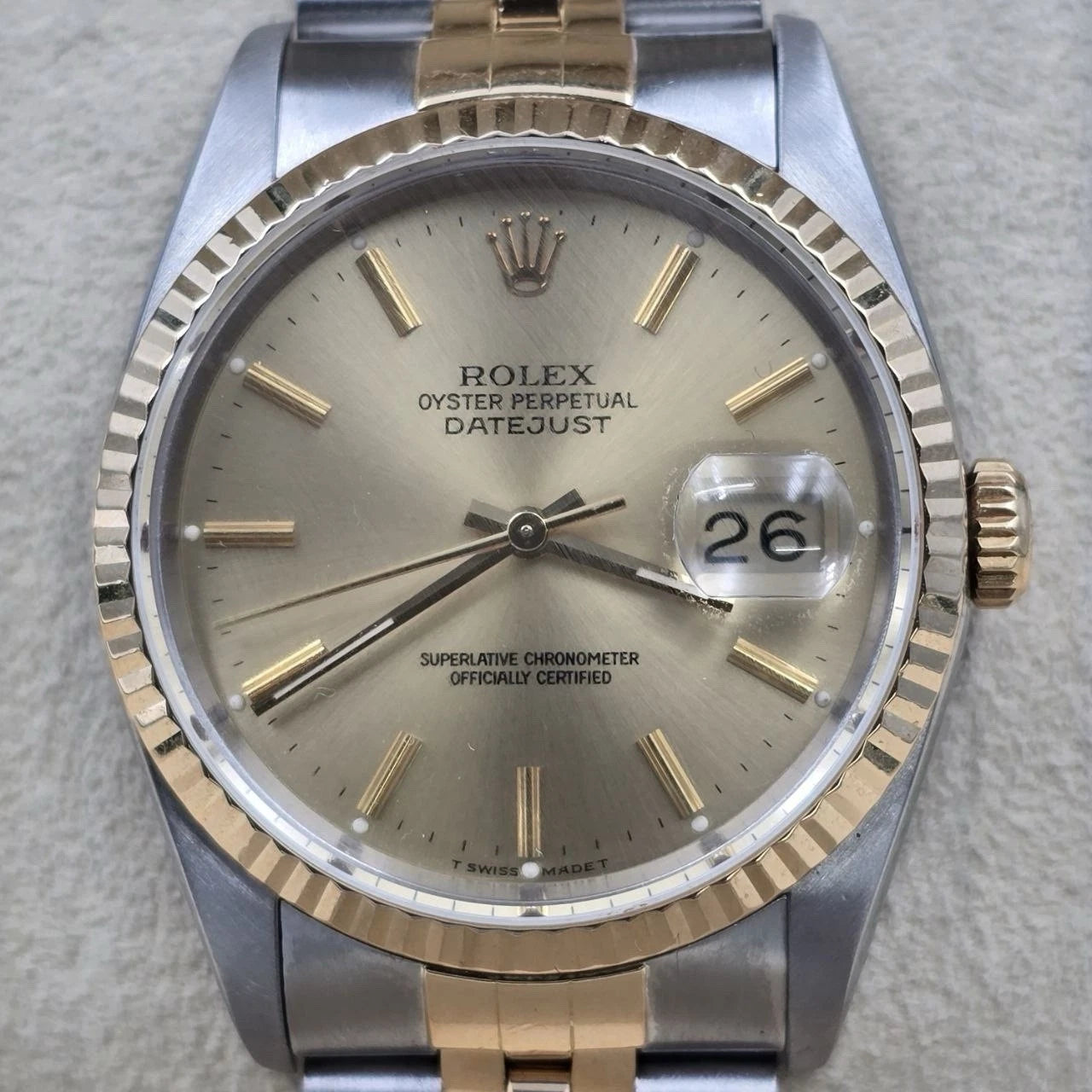 PAPERS Rolex Datejust 36mm Champagne Dial Two Tone Jubilee 16233